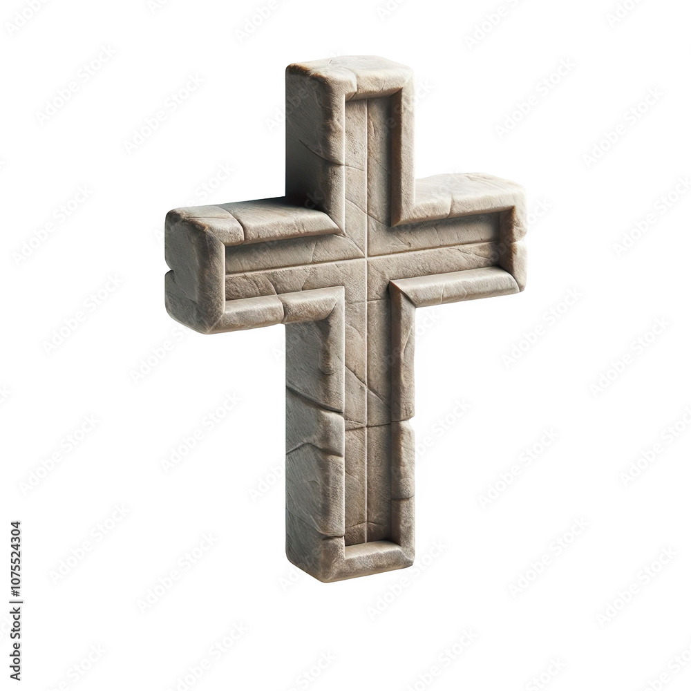 stone cross isolated on white background PNG