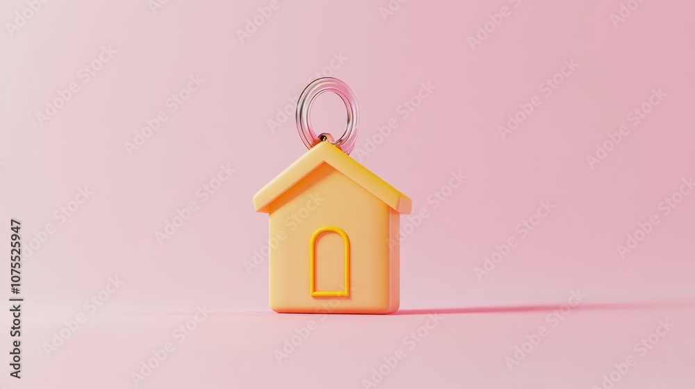House keys featuring a house shaped keychain against a white backdrop House keys featuring a house shaped keychain against a white backdrop