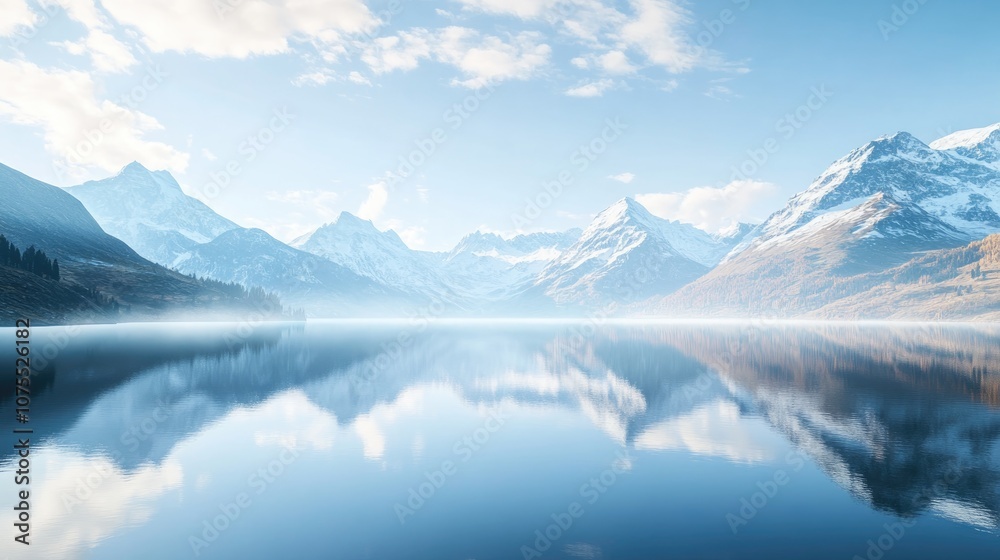 custom made wallpaper toronto digitalA serene lake mirroring majestic snow capped mountains Ideal for environmental campaigns outdoor equipment promotions travel literature and peaceful wall decorations