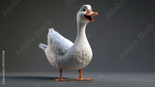 Goose mid quack against a grey background perfect for compositing photo