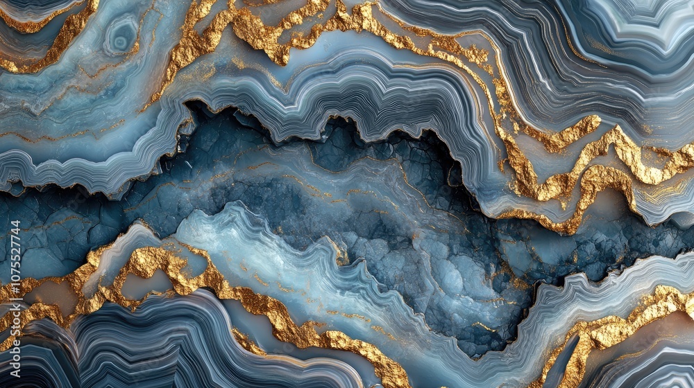 Blue and gray agate featuring golden streaks Blue and gray agate featuring golden streaks