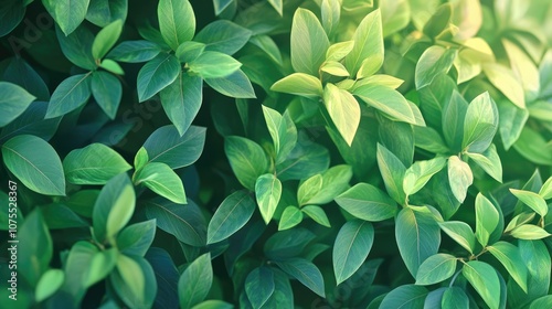 Green leaves of a hedge plant with a vibrant summer backdrop featuring cherry laurel and common laurel varieties