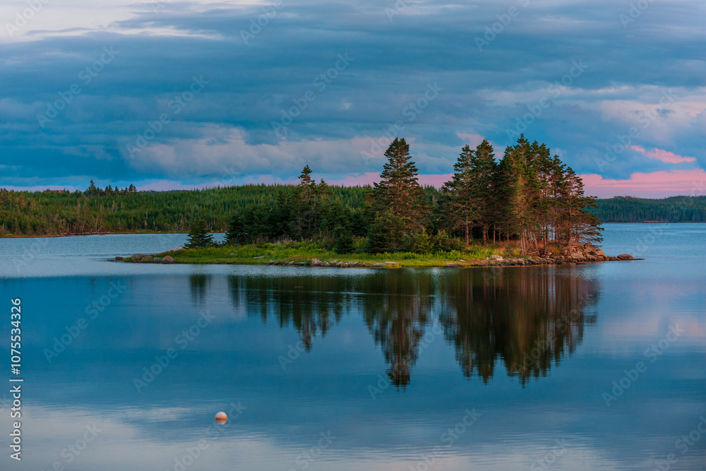 Brackish water Bras D'Or lake at sunset near Baddeck, Cape Breton, Nova Scotia, Canada Brackish water Bras D'Or lake at sunset near Baddeck, Cape Breton, Nova Scotia, Canada
