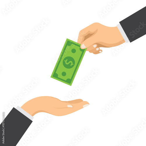 hand give money vector illustration design