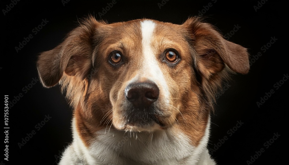 Primer plano, Retrato de la cara de un bonito perro. Foto estudio