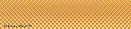 Waffle cone texture with ice cream and wafer backgrounds. Flat vector illustration isolated on white background.