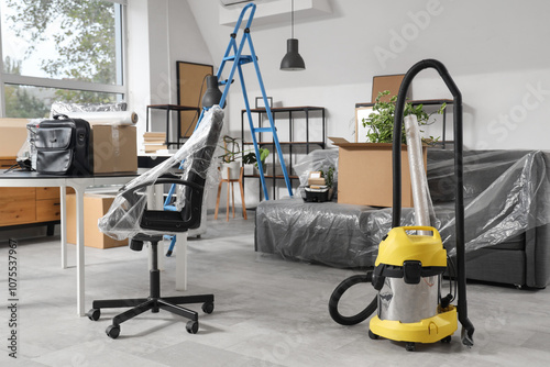 Interior of office with des...