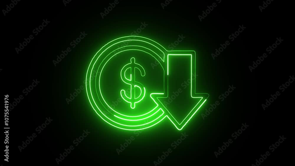 glowing neon low price icon isolated on black background. HD video motion graphic animation glowing neon low price icon isolated on black background. HD video motion graphic animation
