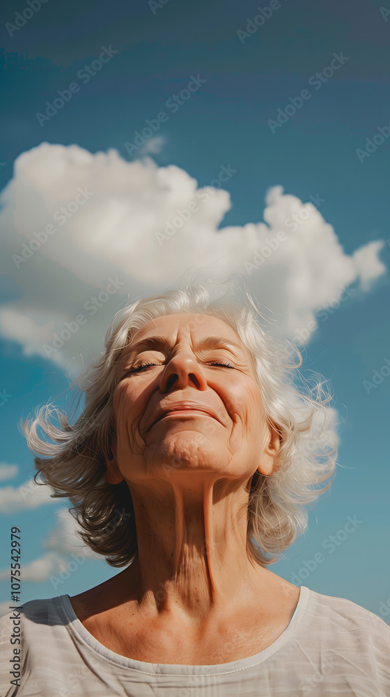 An elderly person enjoying a sunny day with a serene expression. An elderly person enjoying a sunny day with a serene expression.