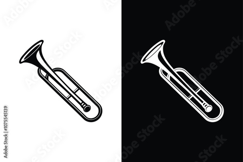 Trombone musical instrument icon isolated vector icon illustration on white background.