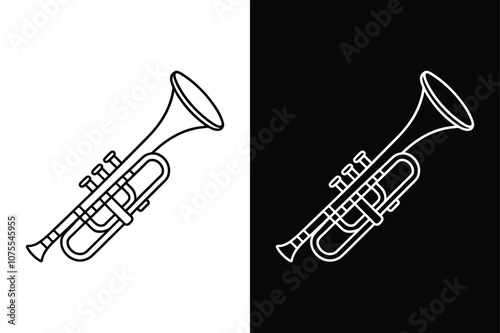 Musical instrument trumpet icon isolated vector icon illustration on white background.