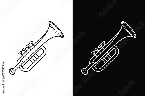 Musical instrument trumpet icon isolated vector icon illustration on white background.