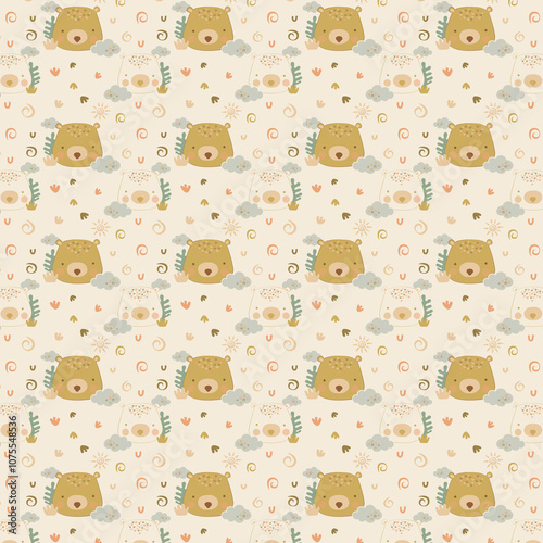  Seamless Pattern , Bear Patterns, Scrapbook Paper, Fabric pattern , Cute Bear, 10 patterns for children, patterns for children