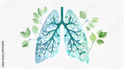 A drawing of a tree with a leafy branch that is attached to a human lung. The drawing is of a healthy lung with a tree branch growing out of it photo