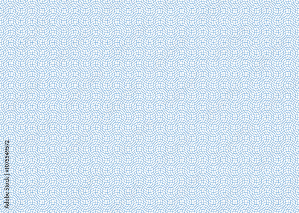Seamless geometric blue line curves guilloche vector pattern for banknotes or certificates.