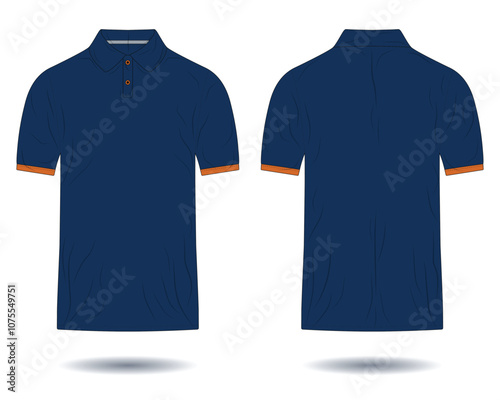 Dark blue polo shirt mockup front and back view