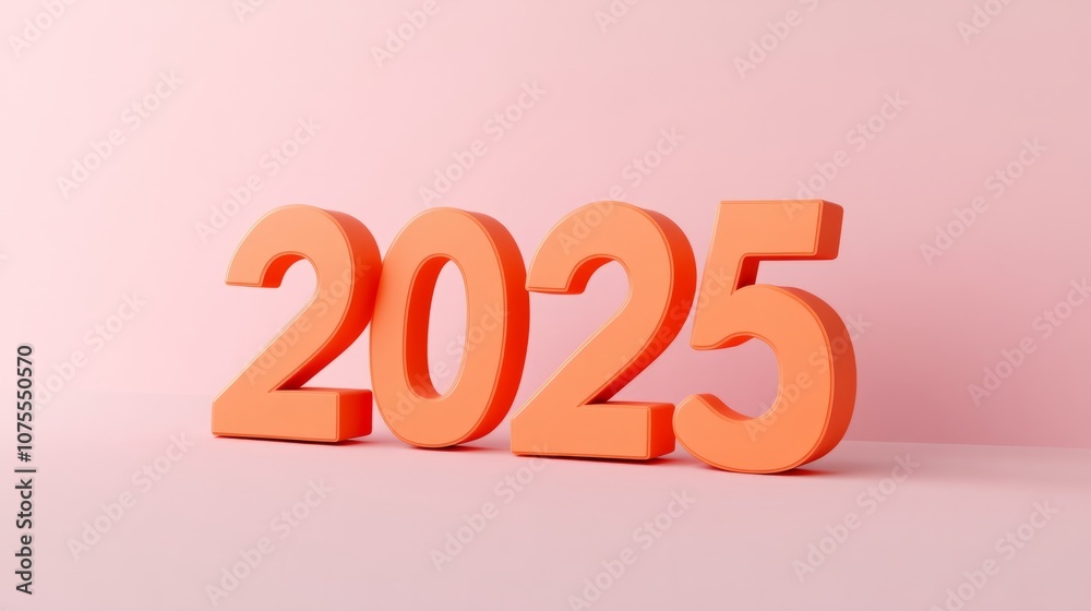 3d rendered peach 2025 . new year background 3d rendered peach 2025 . new year background
