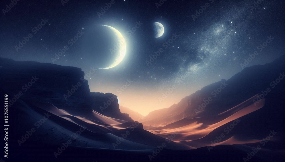 Naklejka premium Space desert world