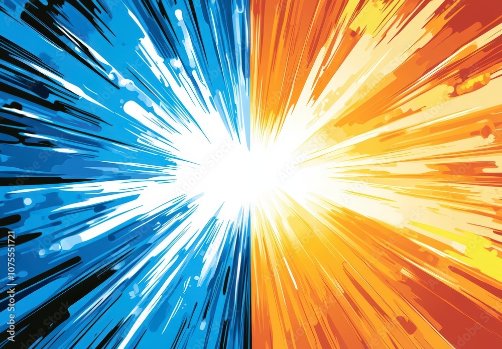 Bright blue and orange burst background Bright blue and orange burst background