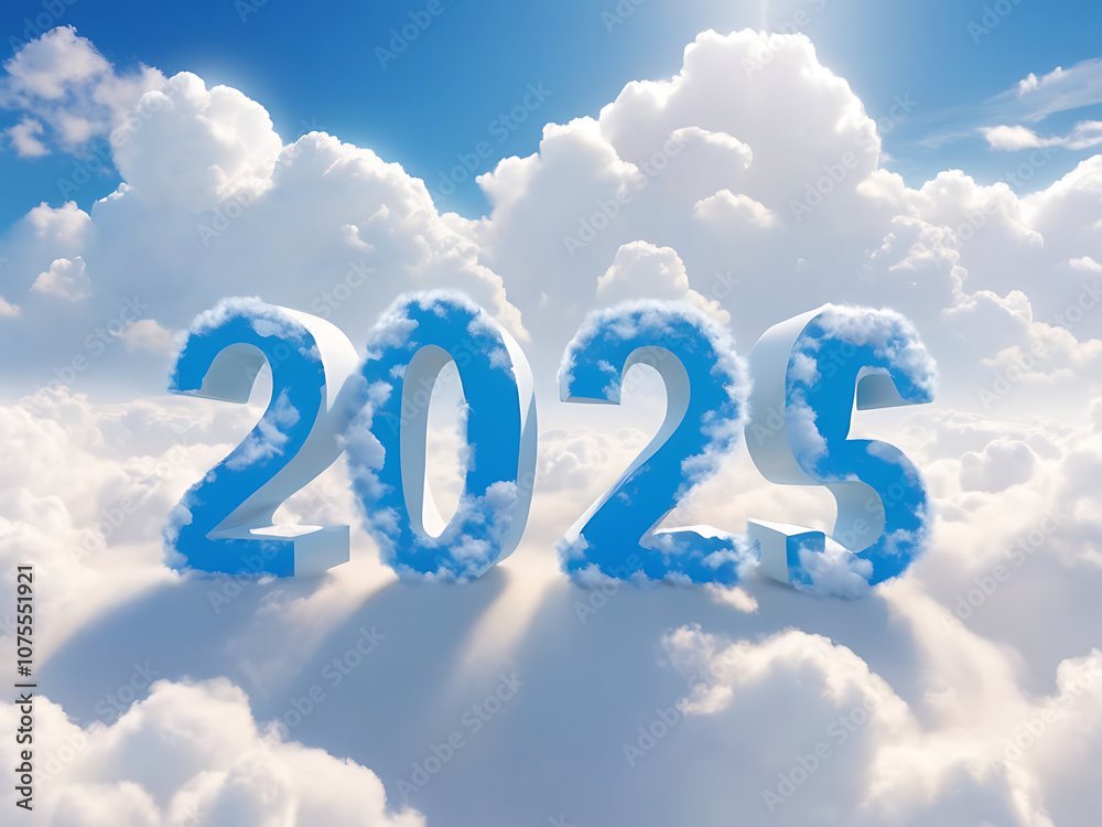 2025 in Cloudy Sky Symbolizing New Beginnings and Future 2025 in Cloudy Sky Symbolizing New Beginnings and Future