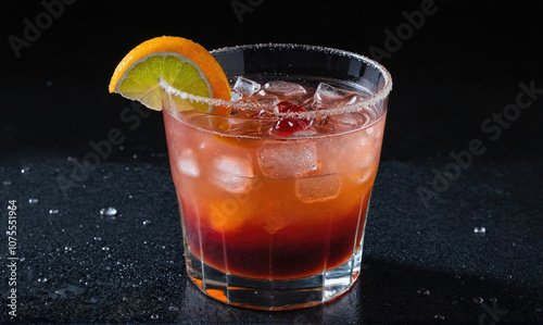 A glass of ice-cold, refreshing cocktail garnished with a lime and orange wedge