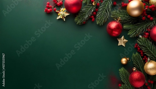  Christmas decorations featuring red and gold accents against a dark green background with a_1(980) photo