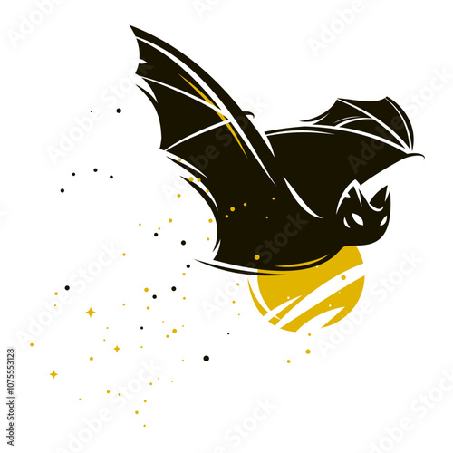 Small bat flying against the night sky