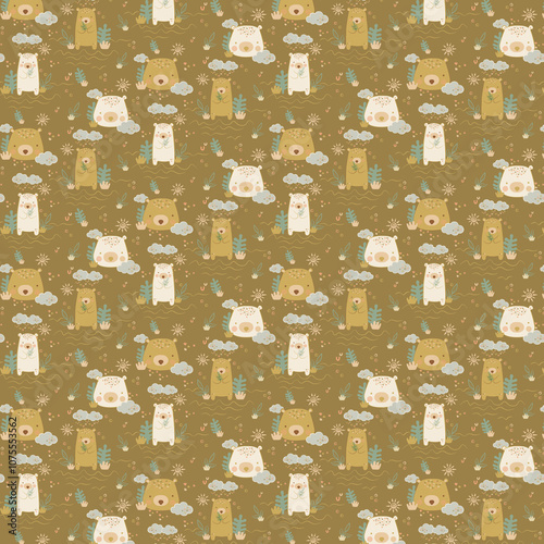  Seamless Pattern , Bear Patterns, Scrapbook Paper, Fabric pattern , Cute Bear, 10 patterns for children, patterns for children