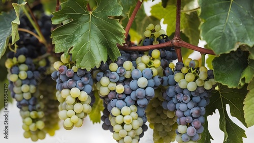 Wallpaper Mural Fresh bunch of grapes with leaves isolated on white background Torontodigital.ca