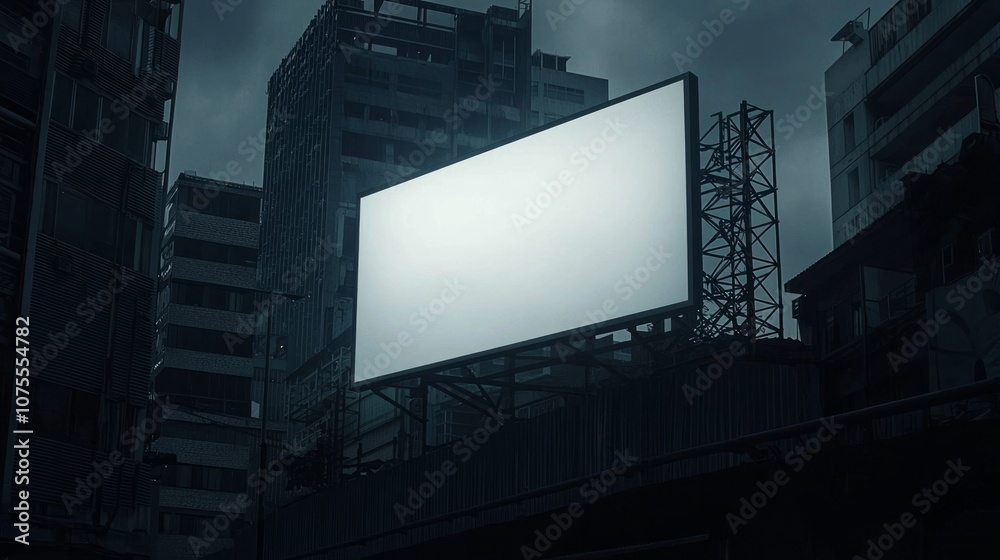 A blank billboard mockup in the middle of a building, A blank billboard mockup in the middle of a building,