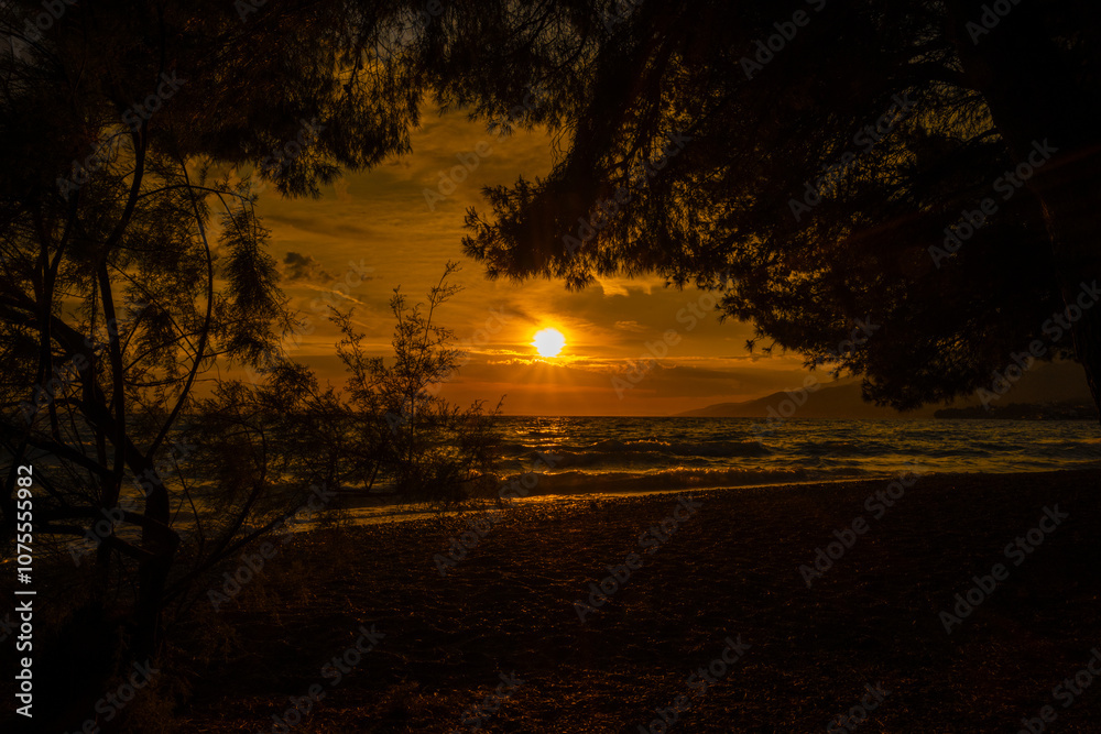 colorful magnificent sunset on the coast of Greece colorful magnificent sunset on the coast of Greece
