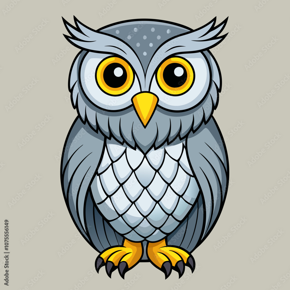 Fototapeta premium Gray Owl vector illustration
