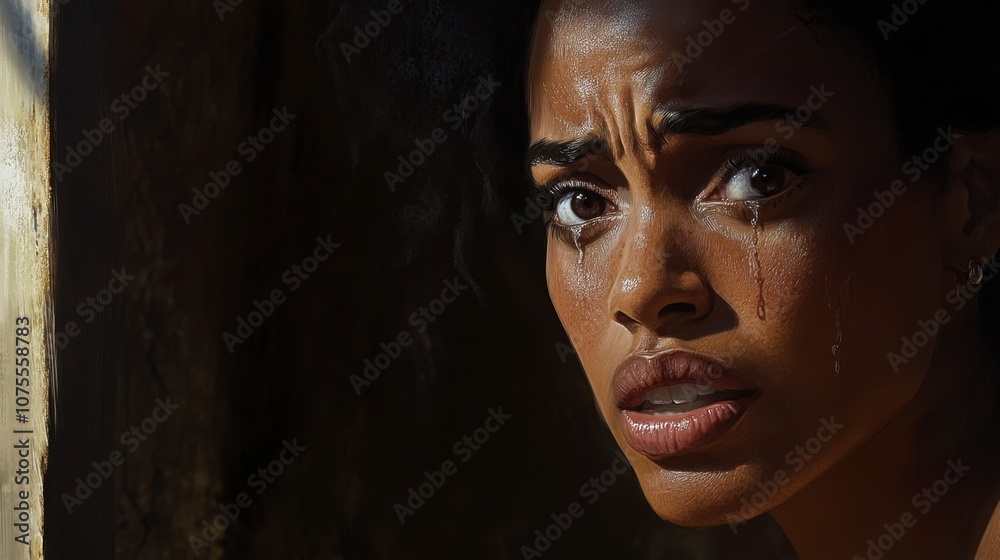 Intense Expression of Fear and Vulnerability in Portrait Intense Expression of Fear and Vulnerability in Portrait