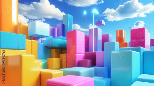 A colorful 3D image showing the differences between using your own computer systems (on-premise) and using services from the cloud.