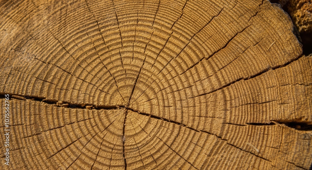 Fototapeta premium Close-up texture of tree rings on cut log surface
