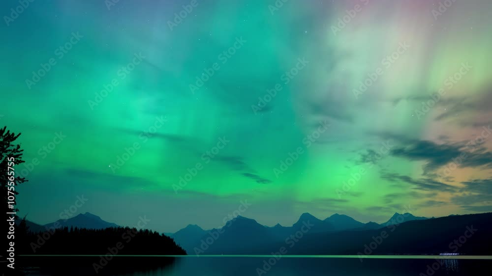 Aurora Borealis Over Glacier National Park Timelapse