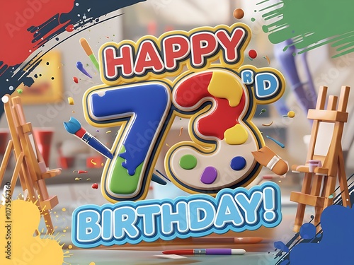 Happy 73rd Birthday 3D Design photo