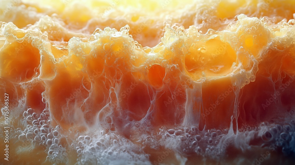 Captivating Close Up of Textured Foam and Bubbles in Liquid Captivating Close Up of Textured Foam and Bubbles in Liquid