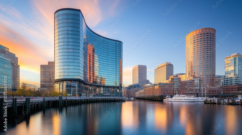 Obraz premium Stunning Cityscape Reflection at Twilight