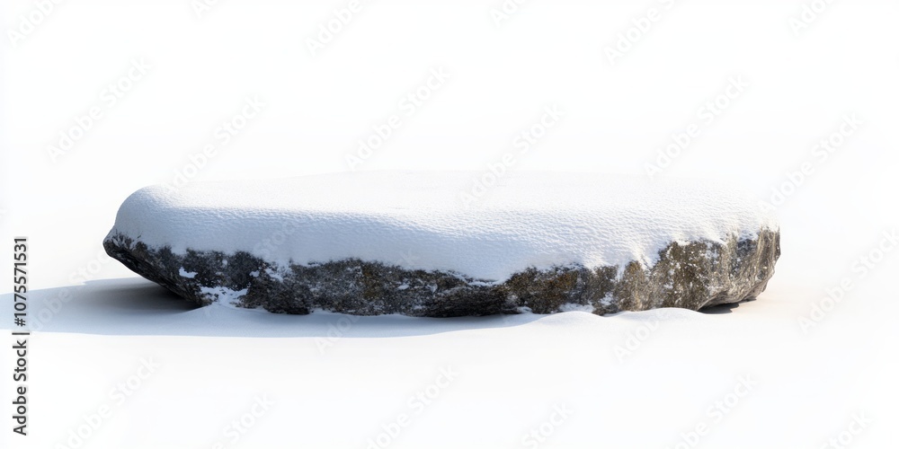 Naklejka premium Fresh snow covering the landscape, Snow background and podium