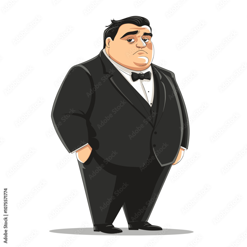 Obraz premium vector fat man in suit on white background .Generative AI