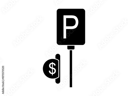 paid parking icon, payment for P machine area, car parking fee, tamplet sign icon symbol - editable stroke vector illustration, isolated on white