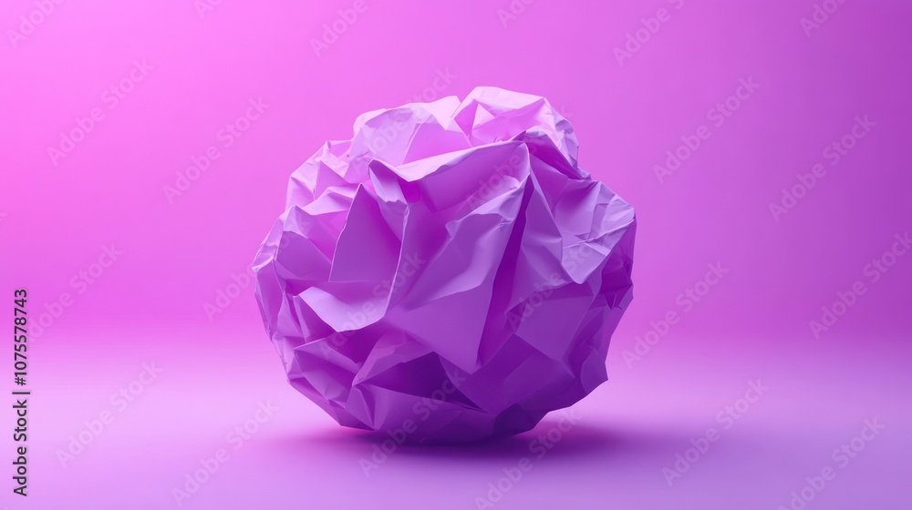 Abstract purple crumpled sphere on a gradient background. Abstract purple crumpled sphere on a gradient background.