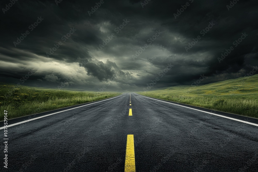 The Road to Storm- A dramatic scene of a long, winding road leading into a dark, menacing s_1(309). Beautiful simple AI generated image The Road to Storm- A dramatic scene of a long, winding road leading into a dark, menacing s_1(309). Beautiful simple AI generated image