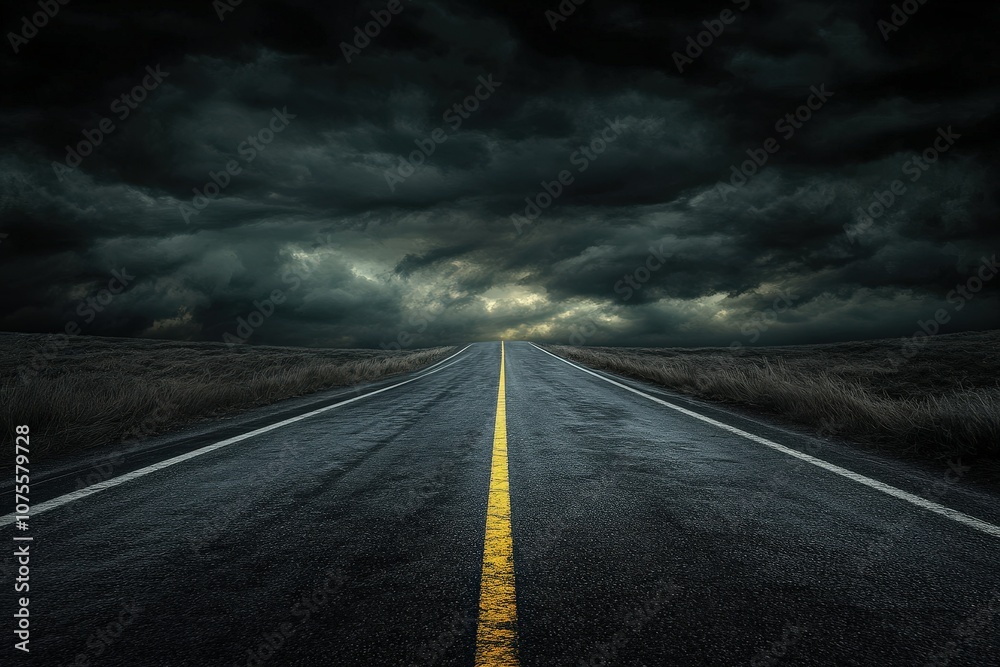 The Road to Storm- A dramatic scene of a long, winding road leading into a dark, menacing s_1(309). Beautiful simple AI generated image The Road to Storm- A dramatic scene of a long, winding road leading into a dark, menacing s_1(309). Beautiful simple AI generated image