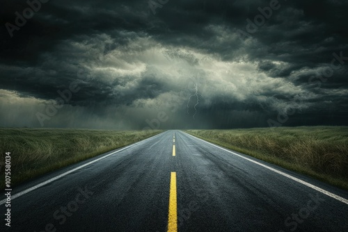  The Road to Storm- A dramatic and moody image of a road leading into a gathering storm,_1(321). Beautiful simple AI generated image