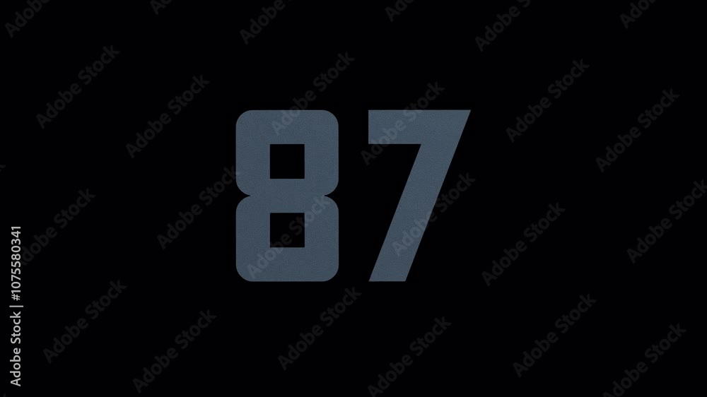 Scroll Number 87. Rolling Number. Transparent Background. Alpha Channel