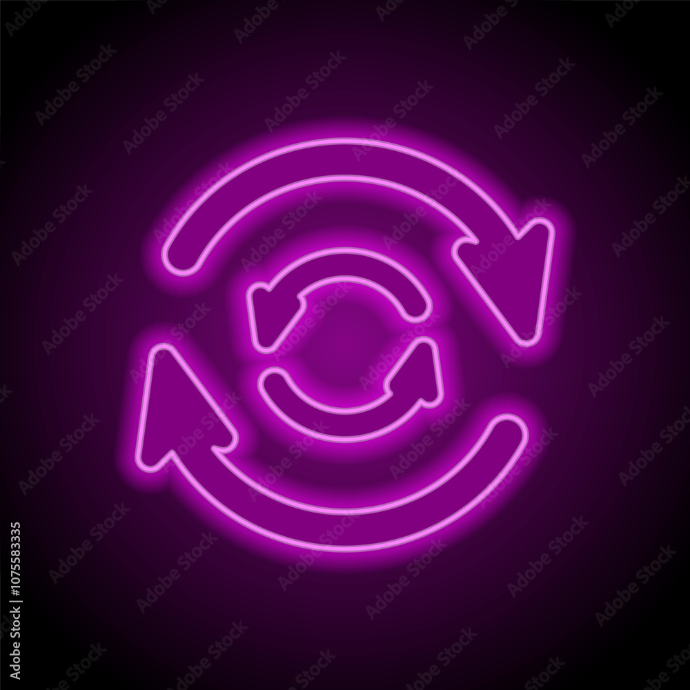 Loading simple vector, icon. Flat design. Purple neon on black background Loading simple vector, icon. Flat design. Purple neon on black background