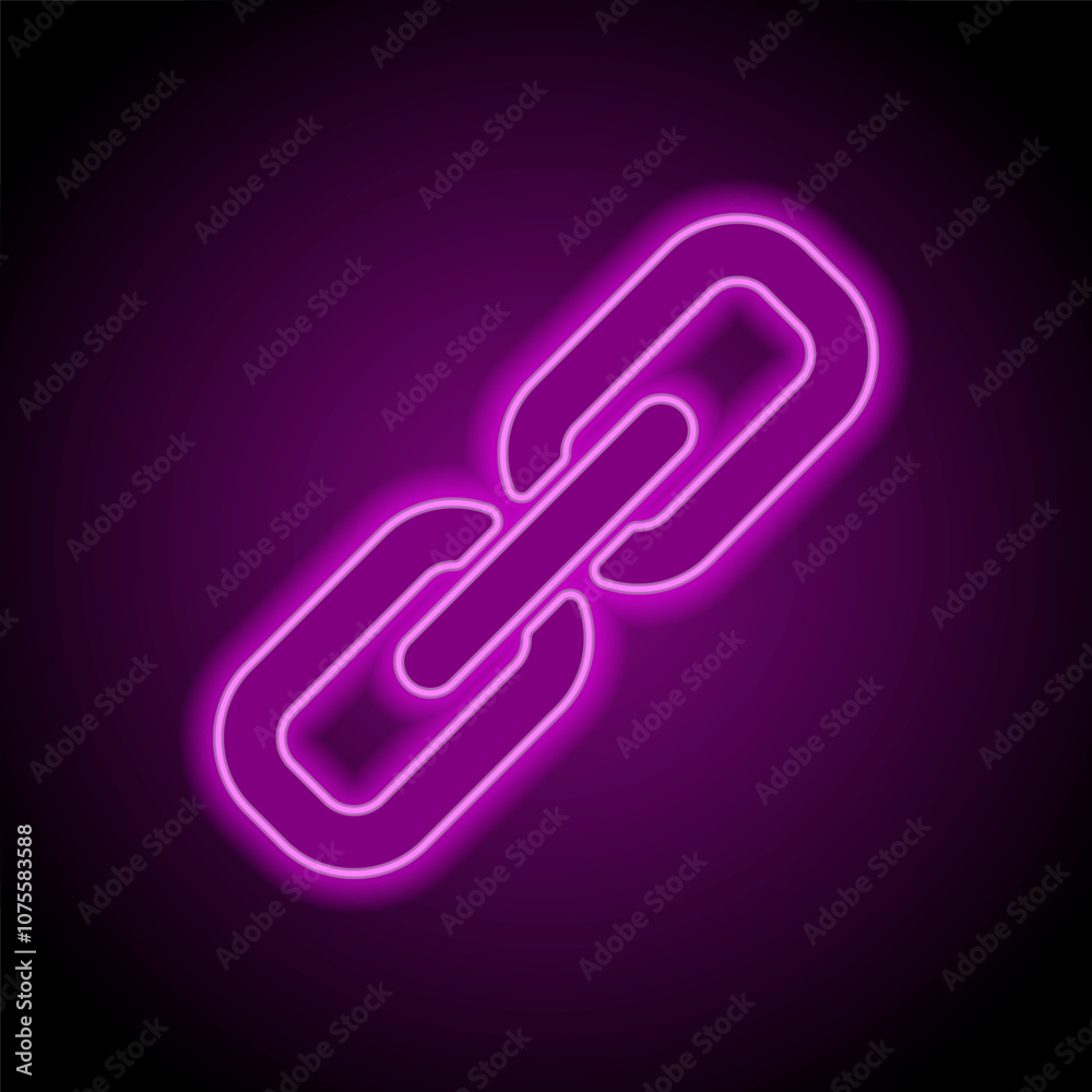 Link simple vector, icon. Flat design. Purple neon on black background Link simple vector, icon. Flat design. Purple neon on black background