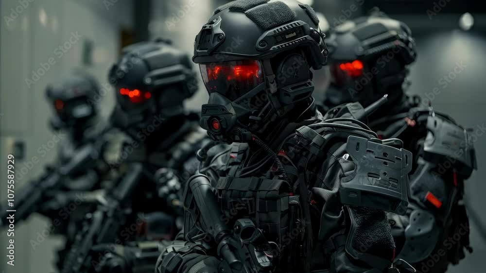 Elite tactical unit with advanced equipment. Special forces, SWAT team. Soldiers with future gear. Police operation, the fight against terrorism concept. Elite tactical unit with advanced equipment. Special forces, SWAT team. Soldiers with future gear. Police operation, the fight against terrorism concept.